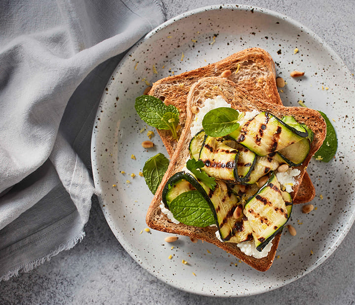 Charred Lemon Zucchini with Ricotta and Herb Salad