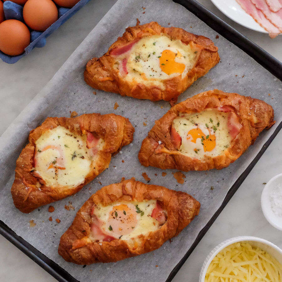 Egg & Bacon Croissant Boats Recipe