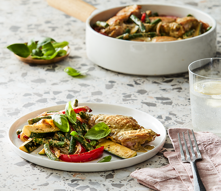 One-Pan Pesto Chicken & Vegetables Recipe