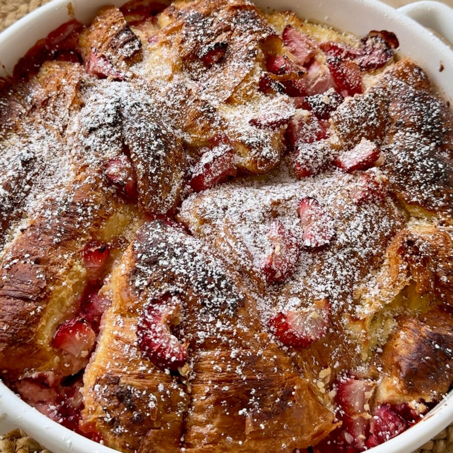 Strawberry Cheesecake Croissant Pudding Recipe