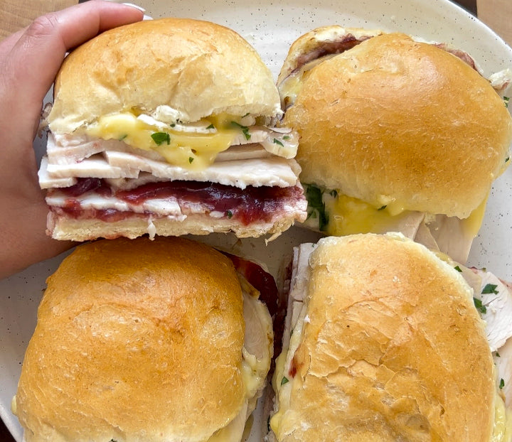 Leftover Turkey Bread Roll with Cranberry & Brie Recipe