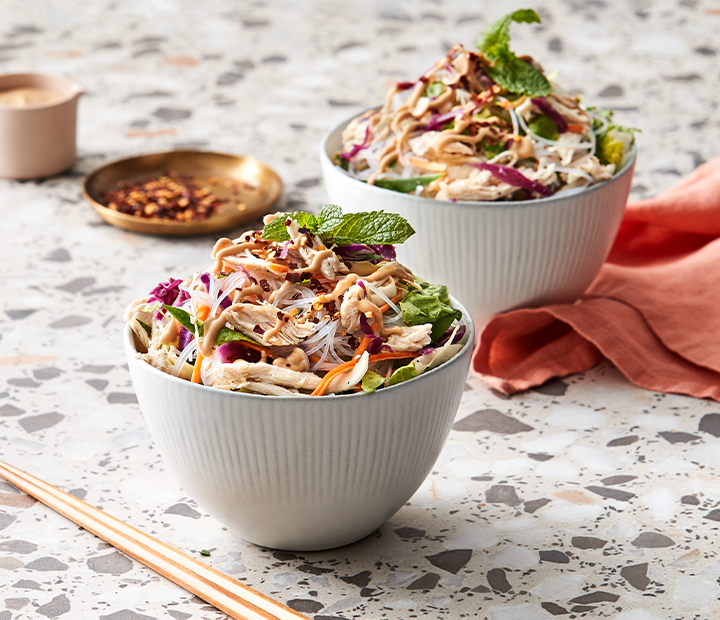 Asian Chicken Bowls with Peanut Sauce