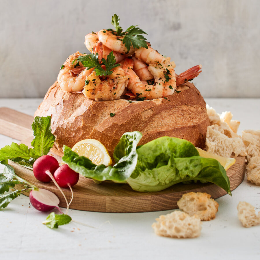 Prawn and Garlic Cob Loaf Recipe