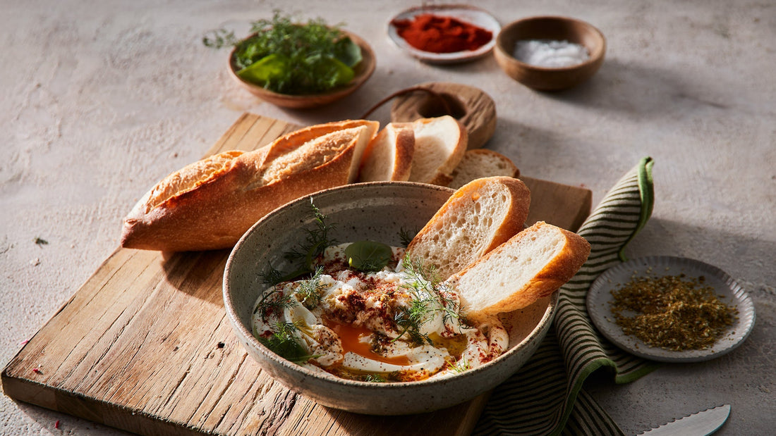 Turkish Eggs with Baguette Slices Recipe