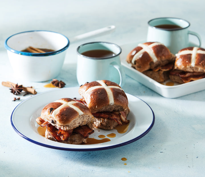 Traditional Hot Cross Bun Bacon Sandwich