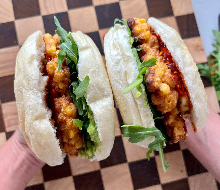 Burgers With Corn Fritters Recipe