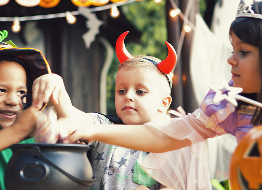Kids celebrating halloween
