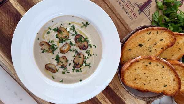 Creamy Mushroom Soup with Garlic Sourdough Recipe