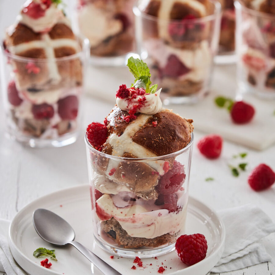 Raspberry white chocolate parfait