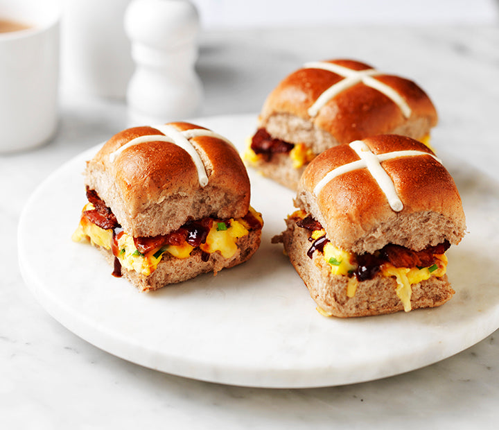 The Ultimate Egg, Bacon and Cheese Hot Cross Buns