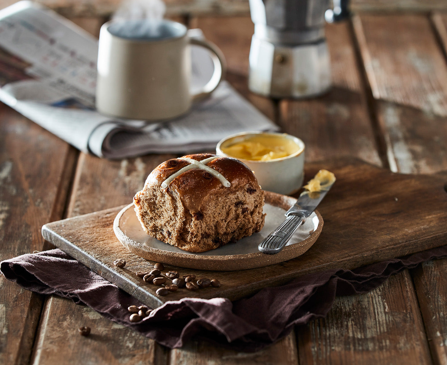 Mocha Hot Cross Bun